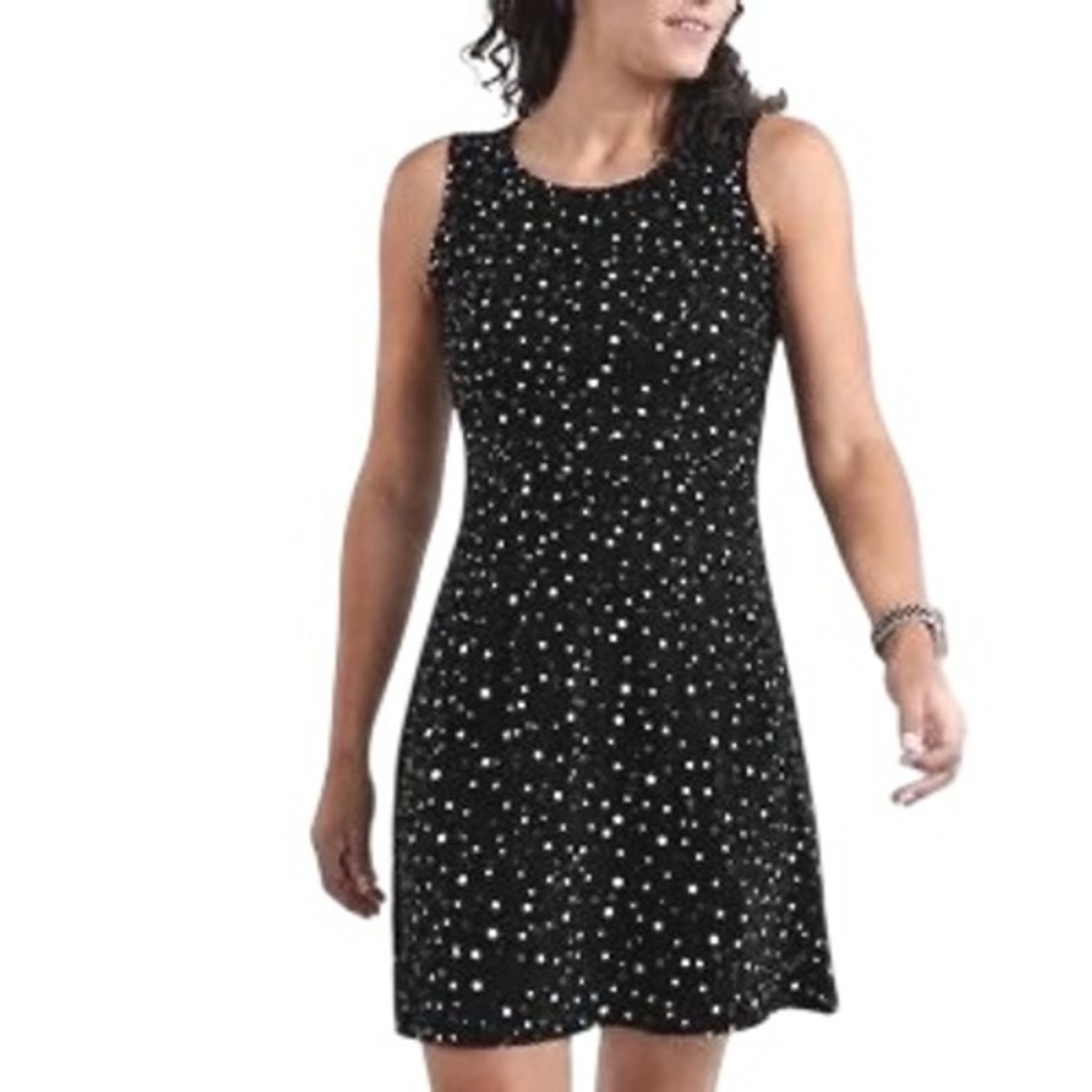 Title Nine Buttah Dream Dress Womens M Black White Polka Dot Activewear Travel